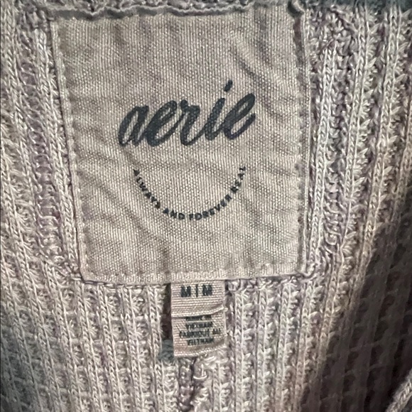 Aerie Textured Waffle Knit Sweater in Green - Picture 2 of 4